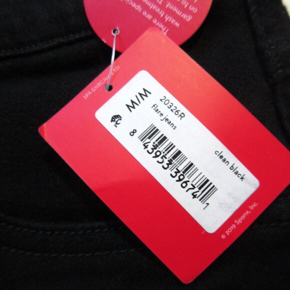 NWT SPANX 20326R Flare in Clean Black Pull-on Stretch Jeans M x 34 - Picture 3 of 6